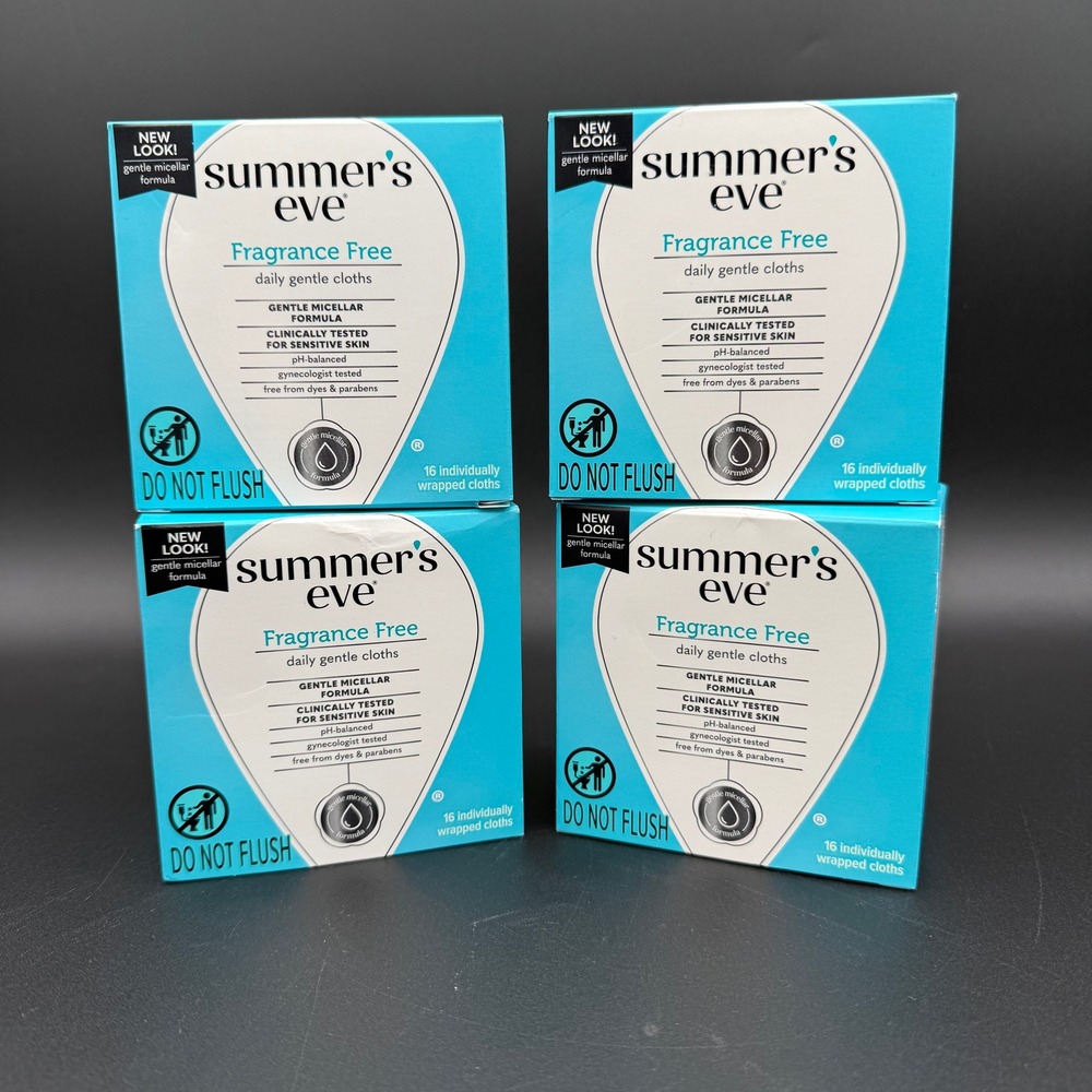 Summers Eve Daily Gentle Cleansing Cloths Fragrance Free 16 Count‎ 4 Pack